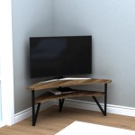 (Light Walnut) Rakuten Corner TV Stand Entertainment Center